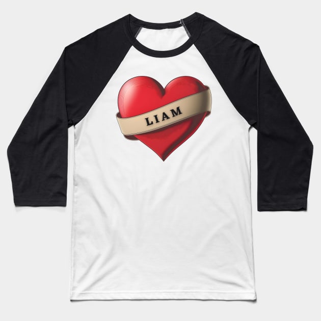 Liam - Lovely Red Heart With a Ribbon Baseball T-Shirt by Allifreyr@gmail.com